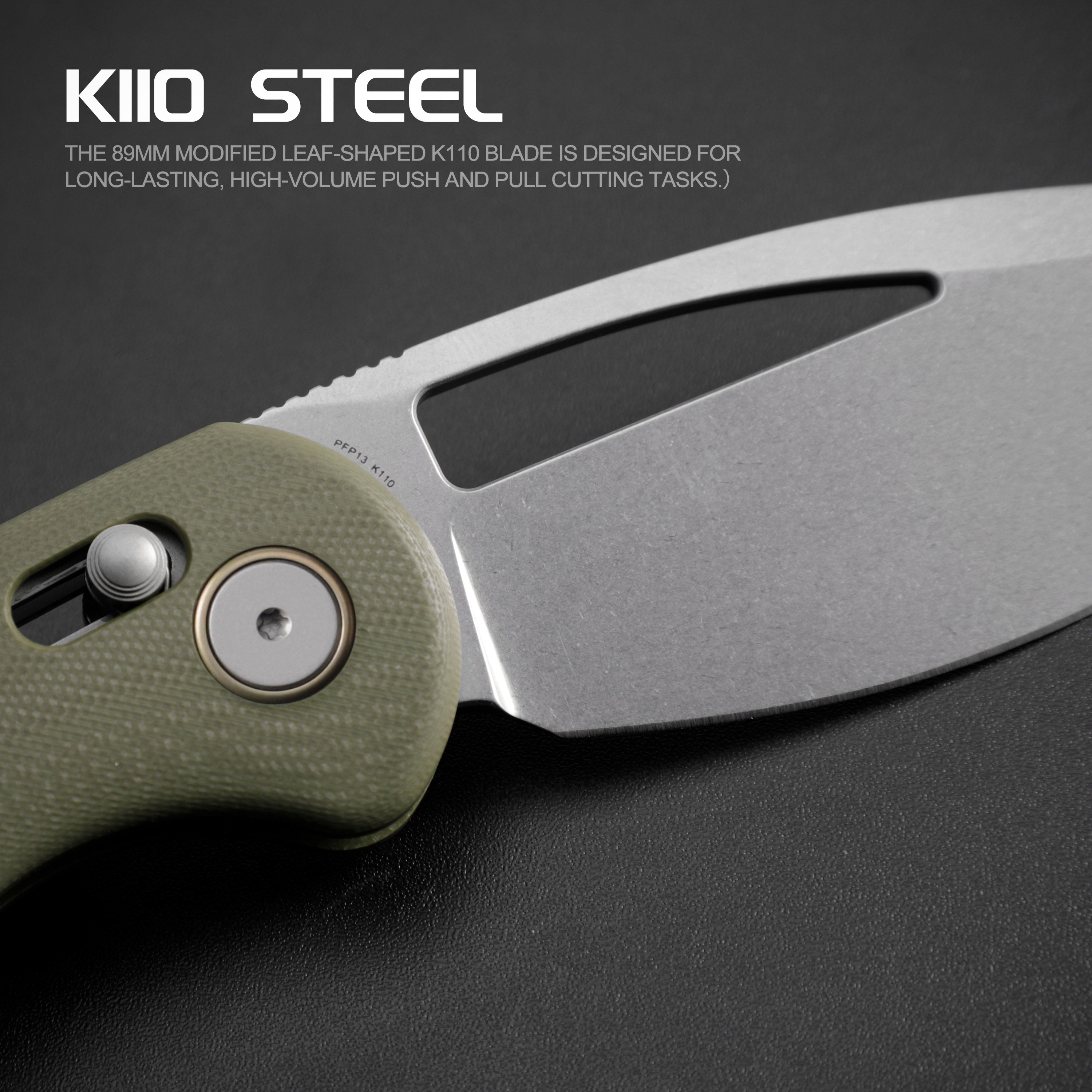 Petrified Fish PFP13 - Viper, 3.50" K110 Steel Blade, G10 Handle, Crossbar Lock Folding knife