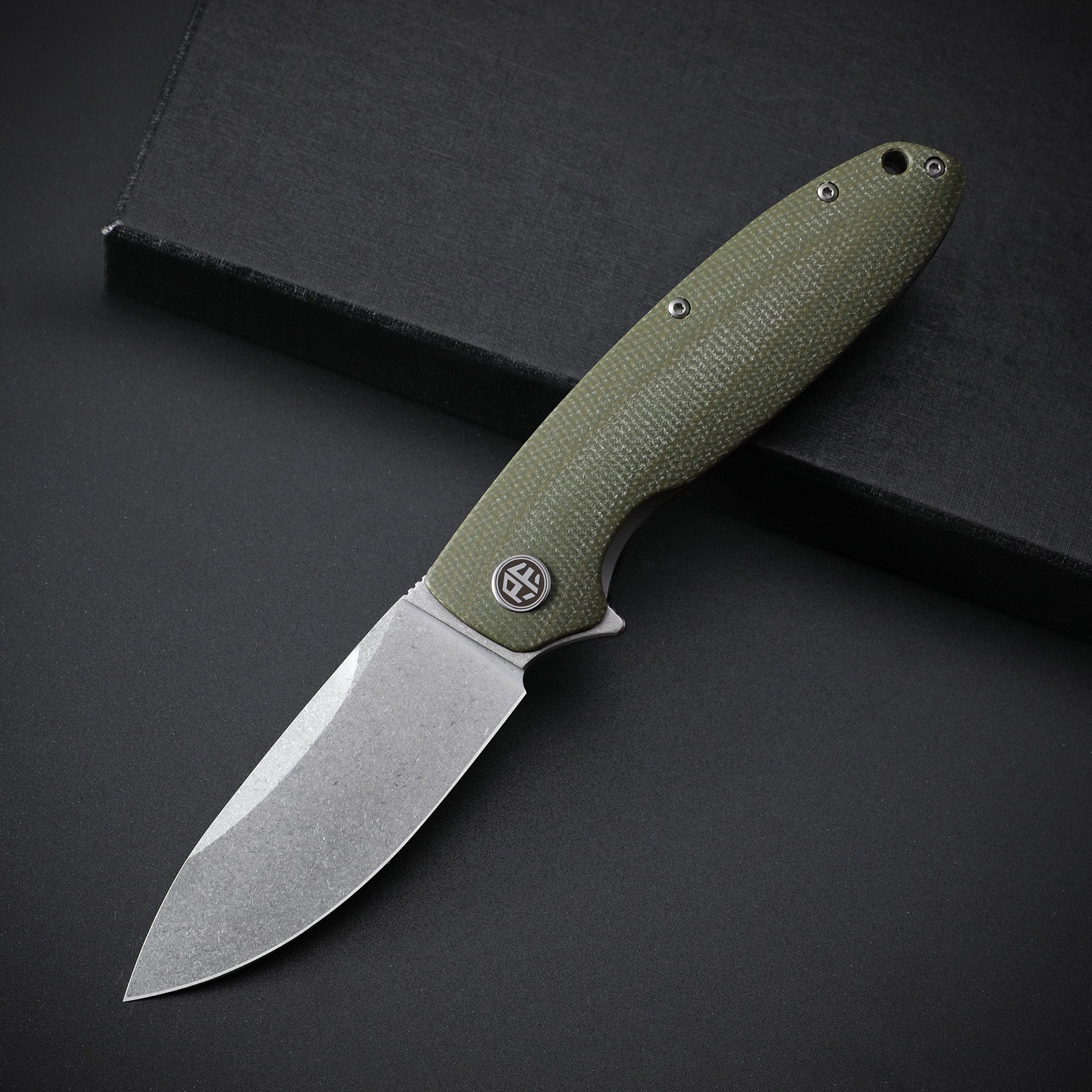 Petrified Fish Terra Flipper Pocket Knife Green Micarta