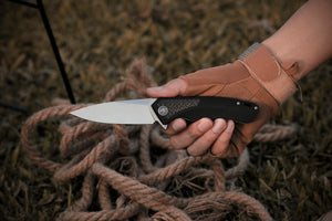 Petrified fish PF838C D2 steel flipper folding knives G10+Carbon fiber handle camping tool